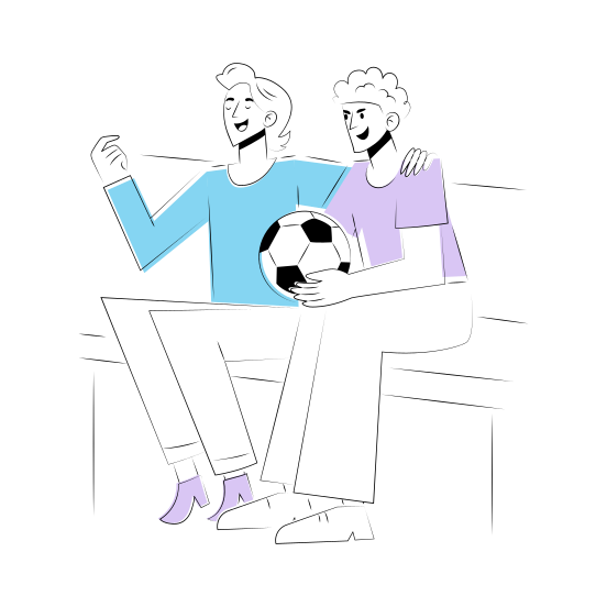 Watching Football, Togetherness, Fun, Entertainment, Friends illustration
