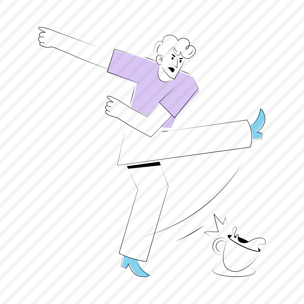 Angry Customer, Misbehaving, Kicking, Frustrated, Dislikes Coffee preview