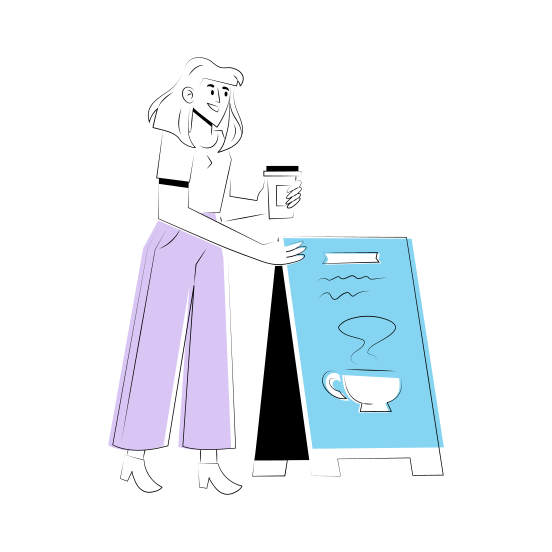 Coffee Board, Sign, Signage, Cafe, Shop illustration