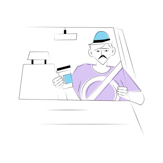 Driver, Cab, Taxi, Drinking Coffee, Tea illustration