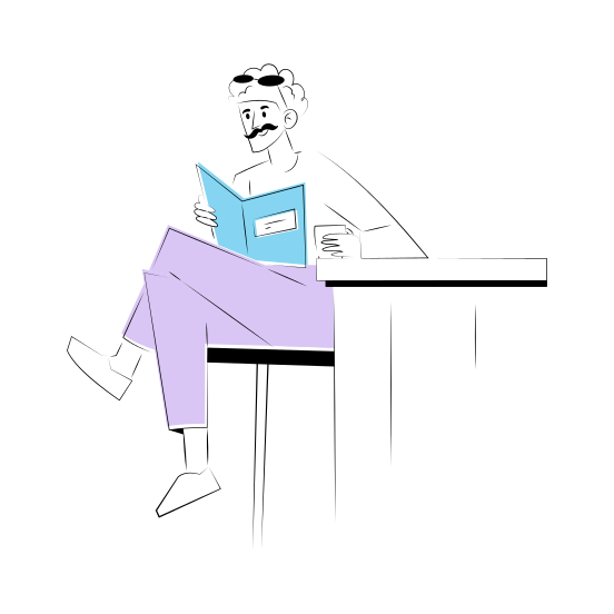 Enjoying Coffee, Reading, Resting, Relaxing, Cafe illustration