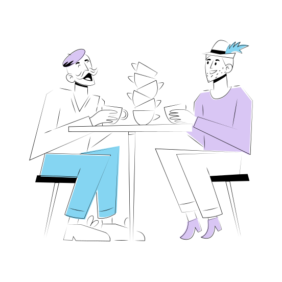 Long Conversation, Endless Talk, Friends, Talking, Coffee Gossip illustration