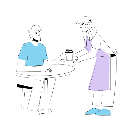 Serving Coffee, Beverage, Drink, Cafe, Customer illustration