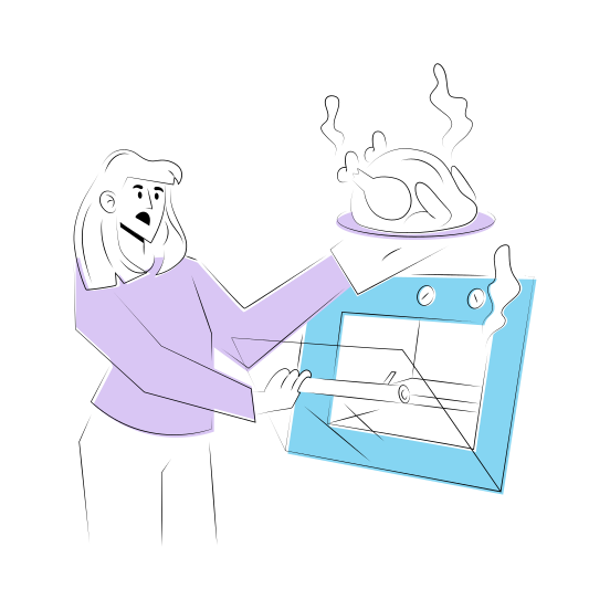 Burnt Food, Cooking, Mishap, Oven, Meal illustration