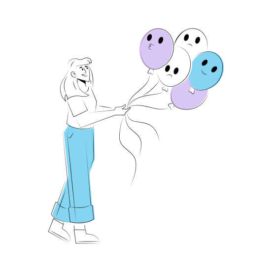 Holding Balloons, Inflatable, Decoration, Celebration, Party, illustration