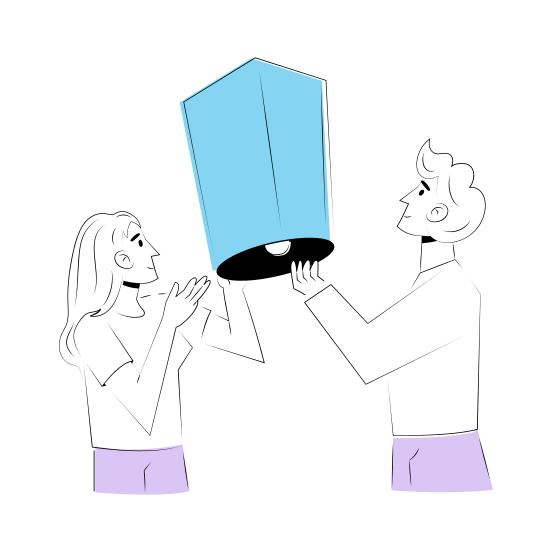 Lantern Festival, Releasing Lantern, Tradition, Celebration, Couple illustration