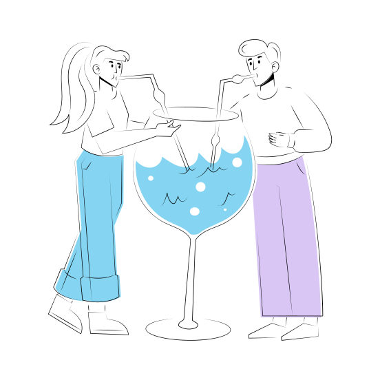 Wine Partner, Drinking, Beverage, Celebration, Couple illustration