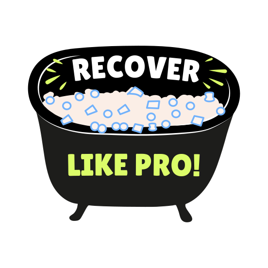 Bathtub, Bubbles, Recover, Soaker, Typography illustration