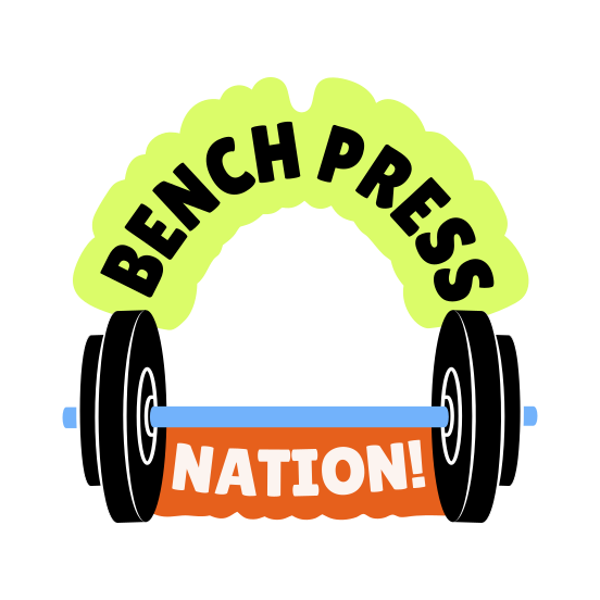 Bench Press, Barbell, Workout, Fitness, Typography illustration