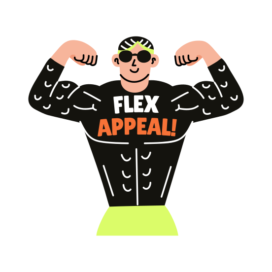 Bodybuilder, Biceps, Fitness, Gym, Typography illustration