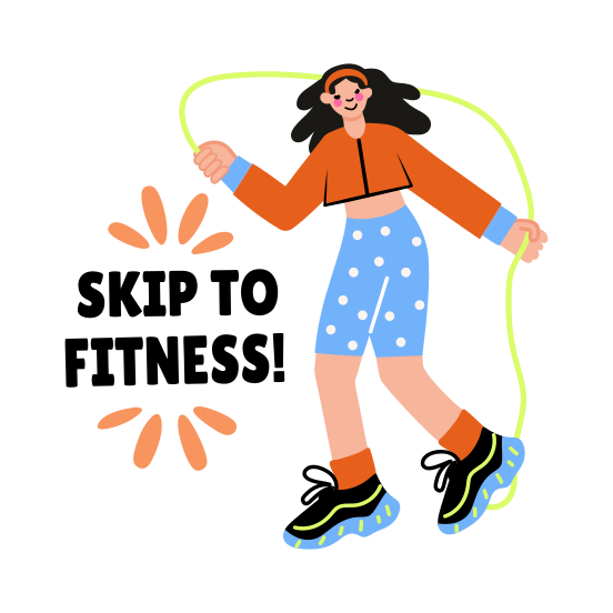 Cardio Jump, Fitness, Rope, Workout, Typography illustration