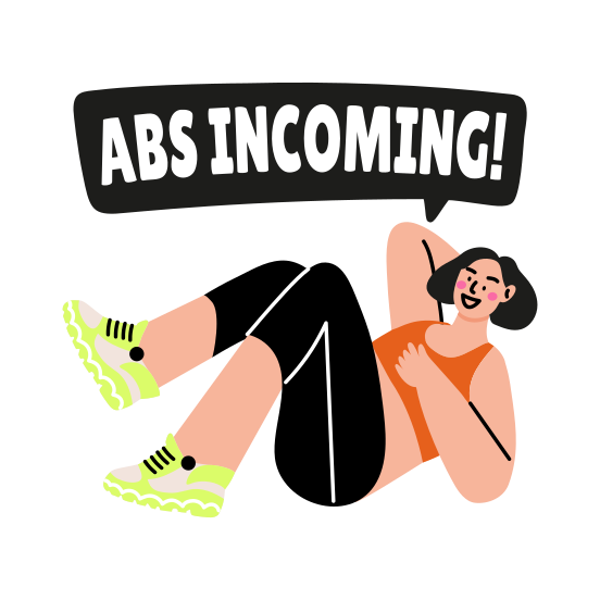 Core Crunch, Exercise, Workout, Fitness, Typography illustration