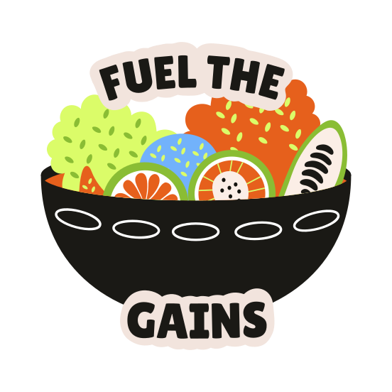 Diet Bowl, Food, Grains, Fitness, Typography illustration