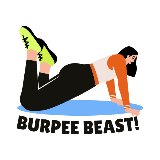 Fitness Burpee, Workout, Exercise, Gym, Typography illustration
