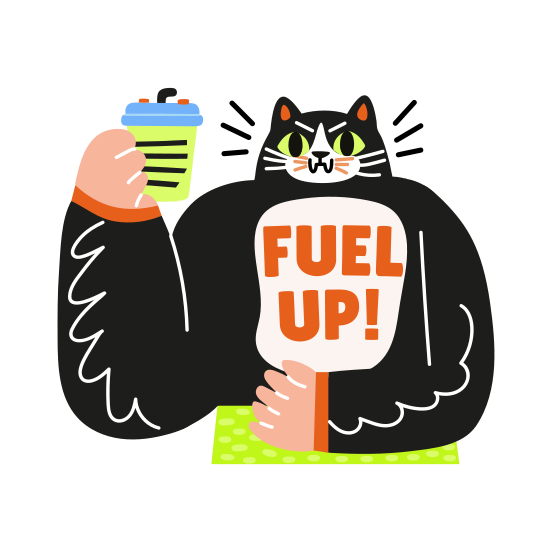 Fuel Up, Drink, Energy, Fitness, Typography illustration
