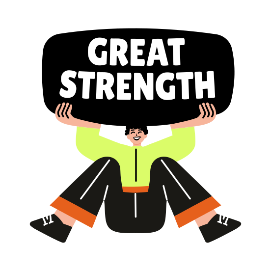 Great Strength, Workout, Fitness, Exercise, Typography illustration
