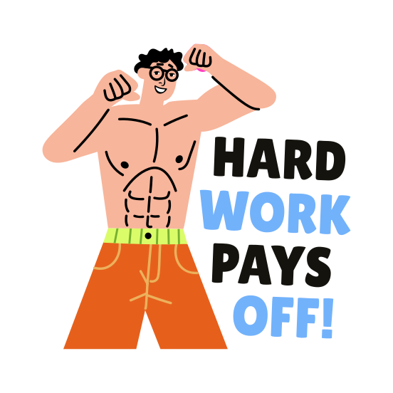 Gym Character, Muscles, Fitness, Gym, Typography illustration