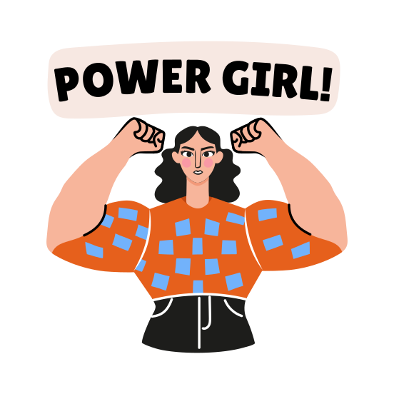 Muscle Girl, Workout, Fitness, Exercise, Typography illustration