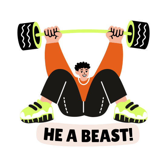 Overhead, Barbell, Workout, Exercise, Typography illustration