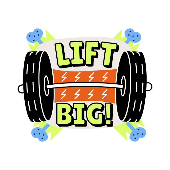 Power Lift, Barbell, Weight, Dumbbell, Typography illustration