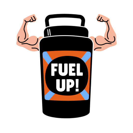 Protein Jar, Muscles, Fitness, Drink, Typography illustration