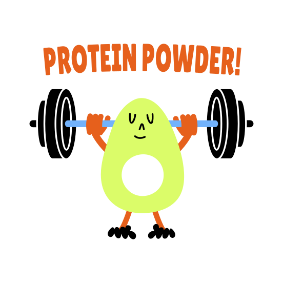 Protein Power, Barbell, Fitness, Workout, Typography illustration