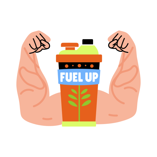 Protein Shaker, Muscles, Bottle, Gym, Typography illustration
