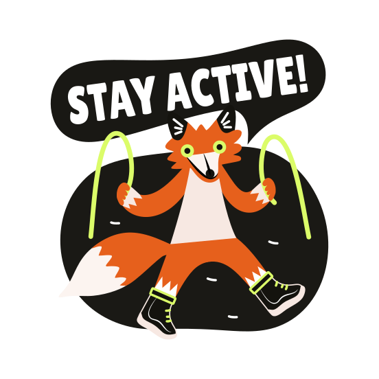 Stay Active, Rope, Animal, Workout, Typography illustration