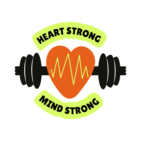 Strong Heart, Dumbbell, Fitness, Workout, Typography illustration