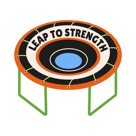 Trampoline, Fitness, Jump, Workout, Typography illustration