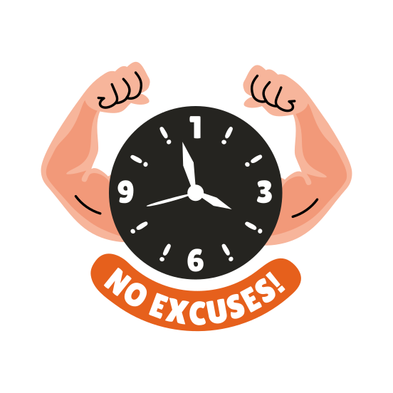 Workout Time, Muscles, Clock, Exercise, Typography illustration