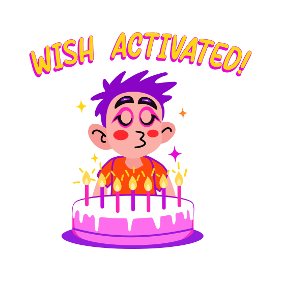 Birthday Bliss, Moments, Blowing, Candle, Celebration illustration