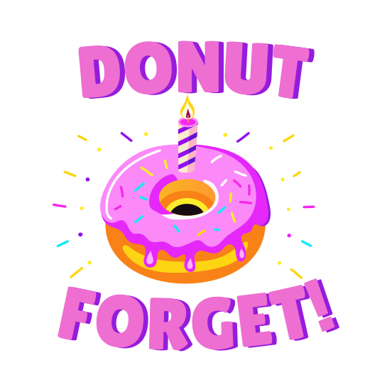Birthday Donut, Confectionery, Sweet, Dessert, Food illustration