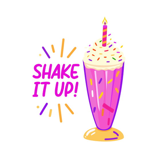 Birthday Shake, Milkshake, Beverage, Glass, Party illustration