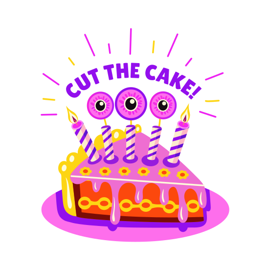 Cake Slice, Frosting, Decorated, Dessert, Sweet illustration