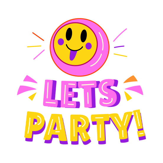 Lets Party, Joyful, Emoji, Celebration, Fun illustration