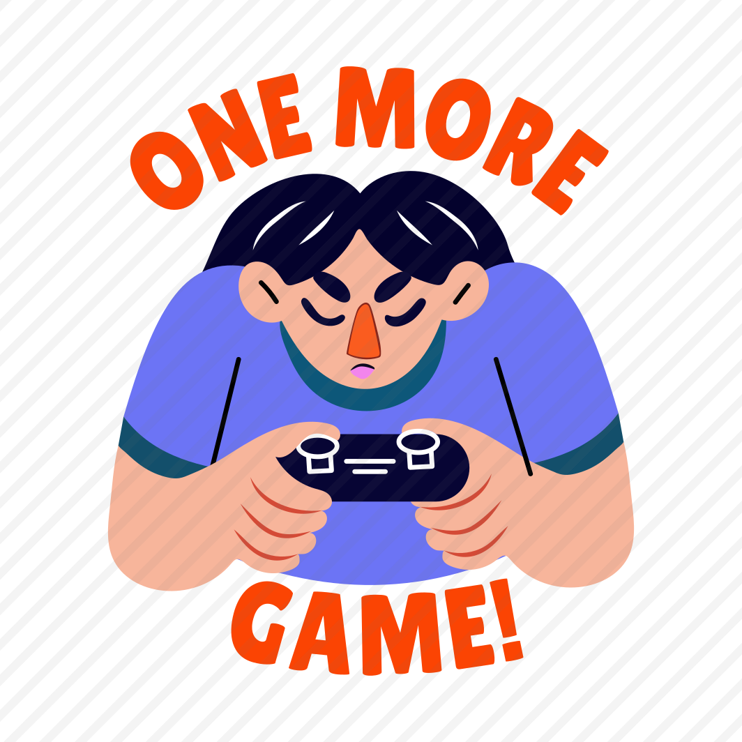 Addicted, Playing, Gamepad, Controller, Character, Typography preview