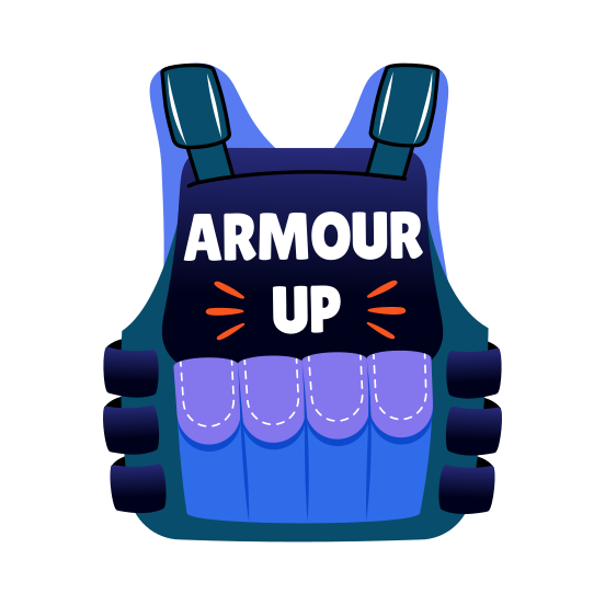 Armour Vest, Safety, Cuirass, Wearable, Typography, illustration