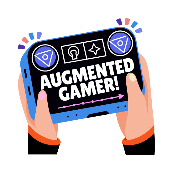 Augmented Game, Handheld, Gadget, Gaming, Typography, illustration