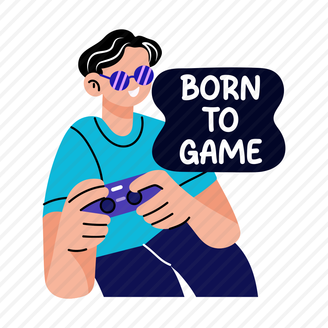 Born Gamer, Joystick, Gaming, Character, Typography, preview