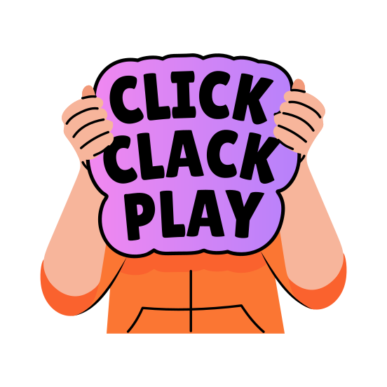 Click Play, Board, Buttons, Gaming, Typography, illustration