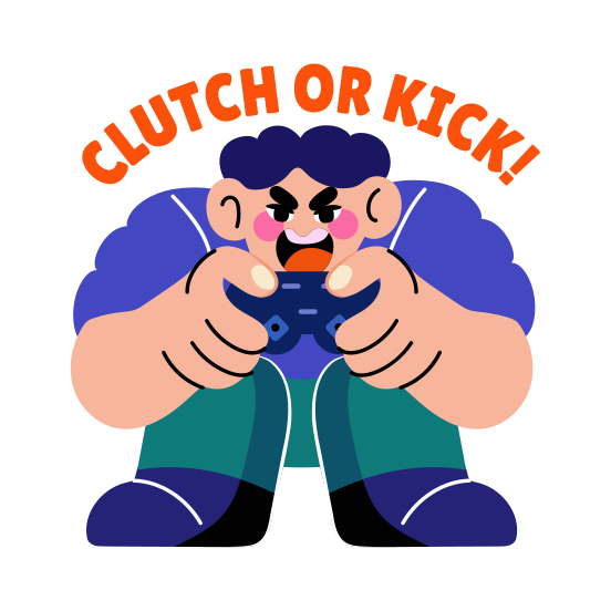 Clutch Time, Controllers, Gaming, Character, Typography, illustration