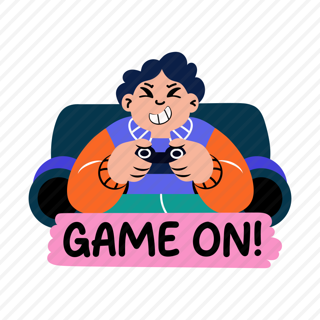 Couch Gamer, Joypad, Gaming, Character, Typography, preview