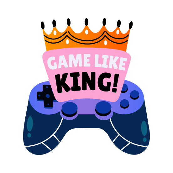Crown Gamepad Controllers, Joypad, Gaming, Typography illustration