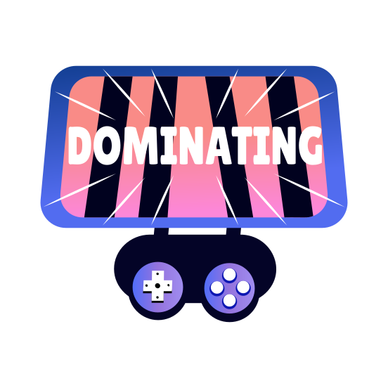 Dominating, Displaying, Controller, Gaming, Typography, illustration