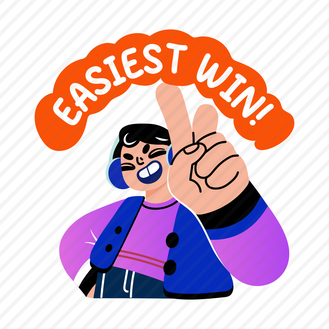 Easy Win, Victory, Gaming, Character, Typography, preview