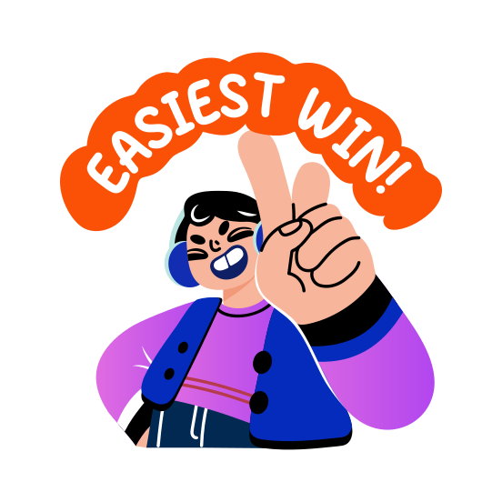 Easy Win, Victory, Gaming, Character, Typography, illustration