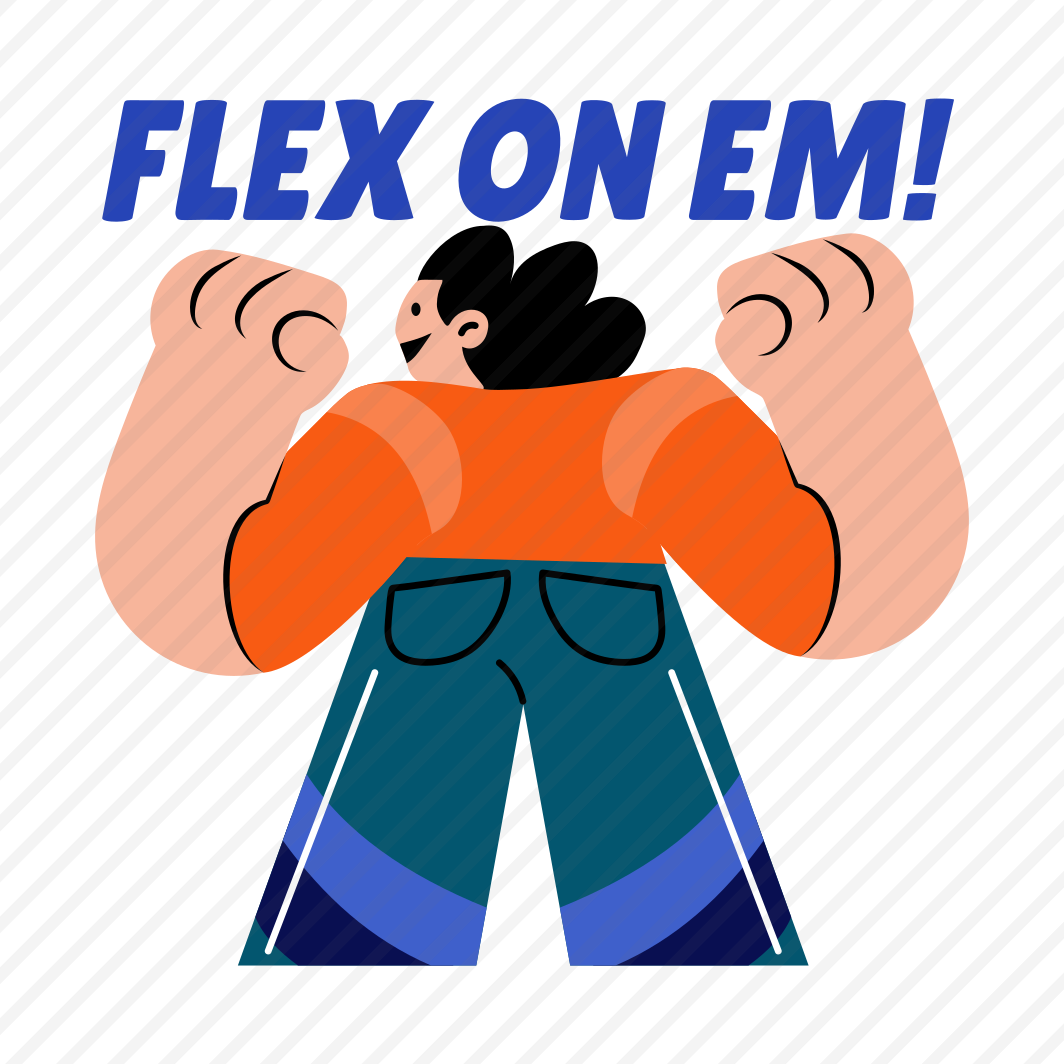 Flexing, Biceps, Muscles, Character, Typography, preview