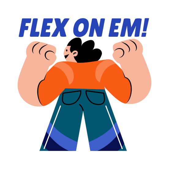 Flexing, Biceps, Muscles, Character, Typography, illustration