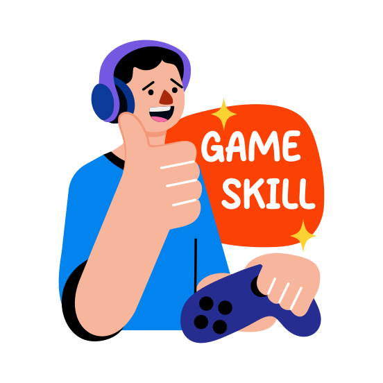 Game Skill, Controller, Character, Gaming, Typography illustration